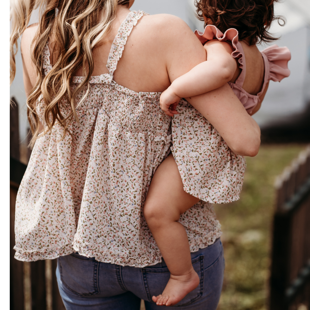 Pink Floral Mommy and Me Matching Tank Top- Child