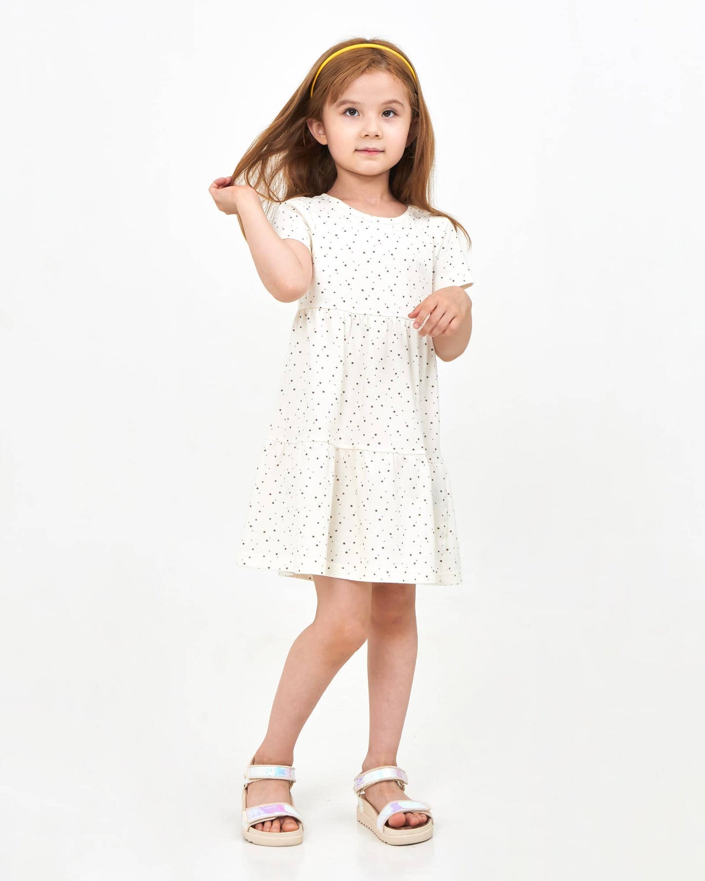 Little Girls & Toddler Star Pattern & Tiered Casual Dress